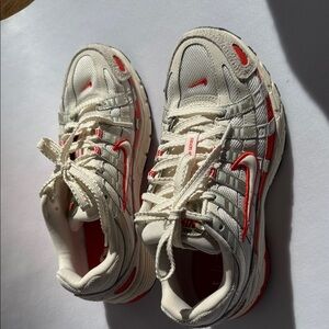 Nike P-6000 Cream and Red Athletic Shoes. Worn once almost brand new.